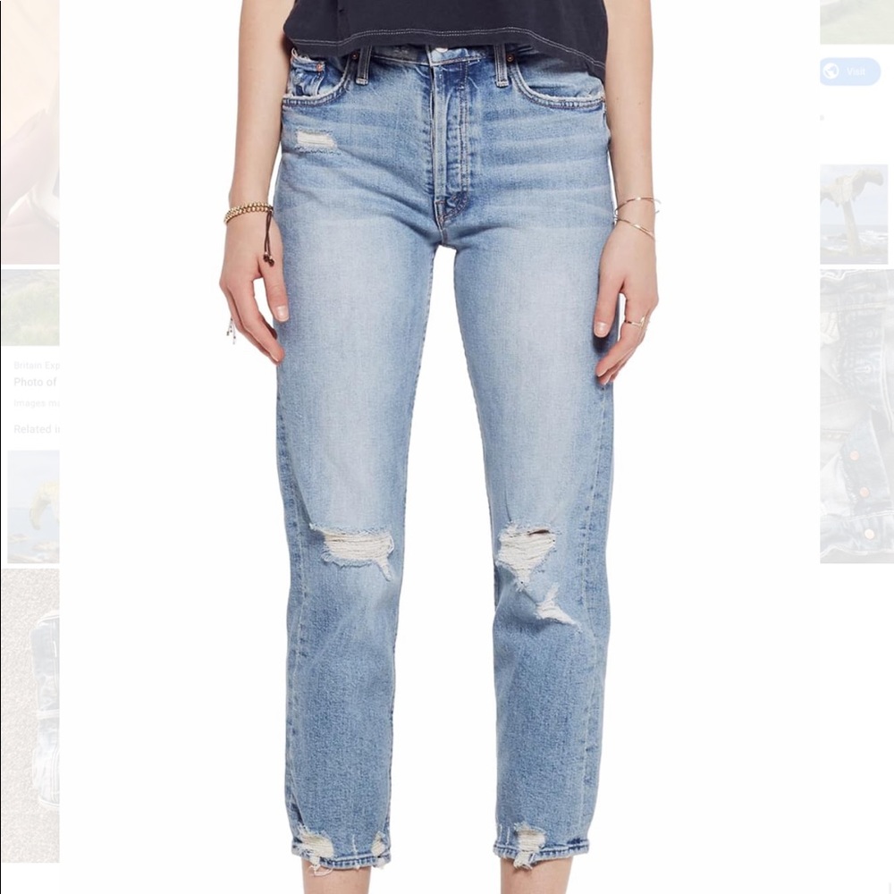 ✨MOTHER DENIM✨ ripped straight leg jeans